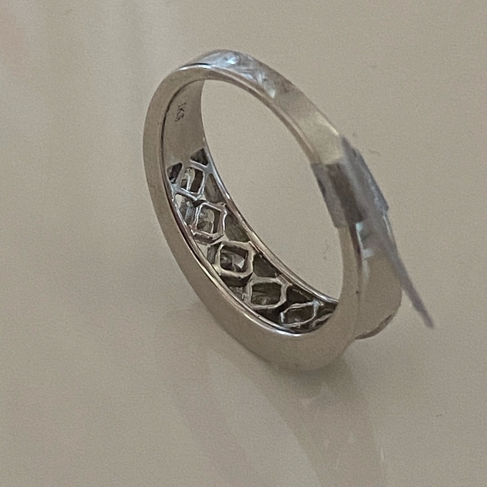 TRIPLE ROW PRINCESS CUT RING WHITE GOLD R050 - Picture 5 of 16